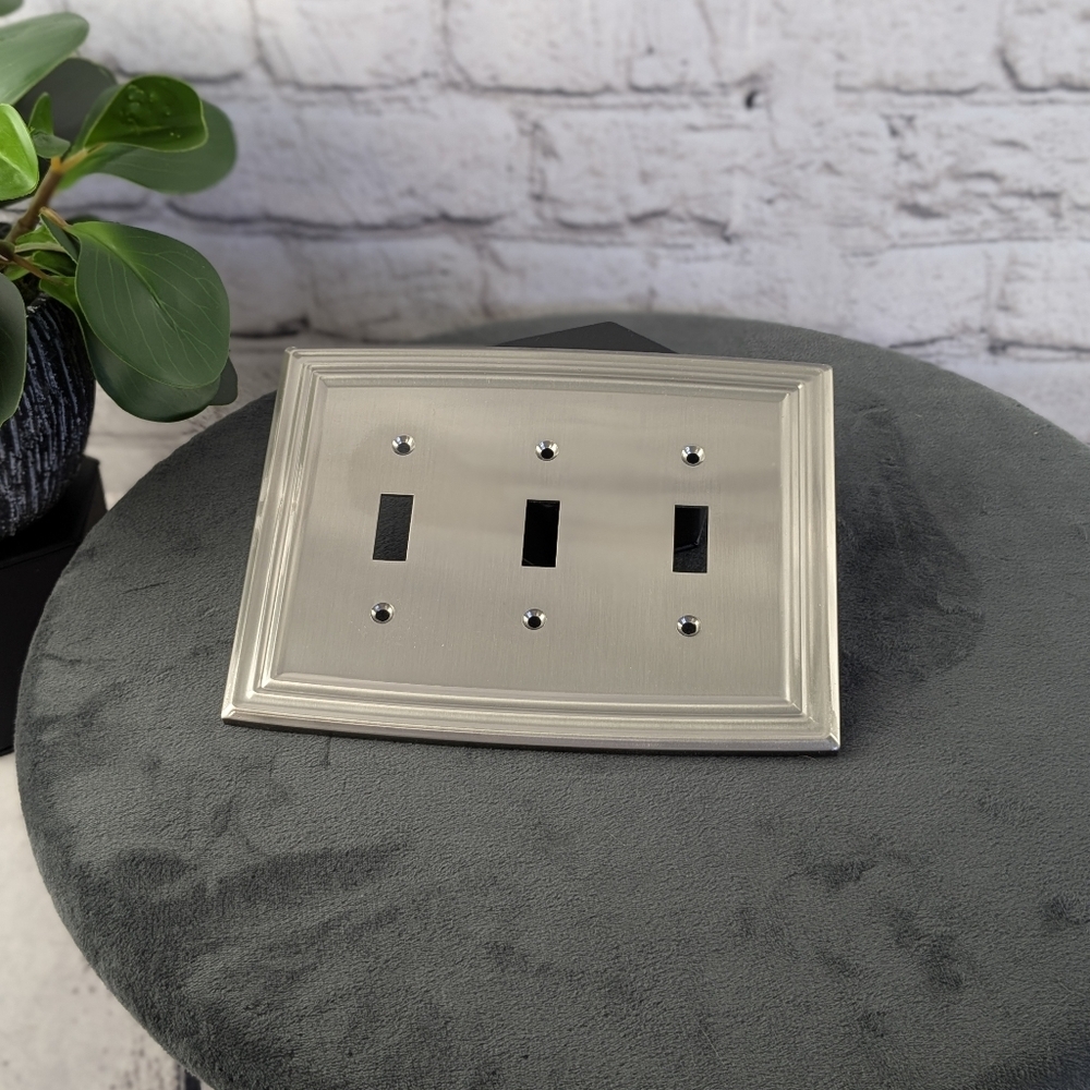 Liberty Emery Brushed Nickel Three Toggle Switch Plate Light Cover 3 Gang